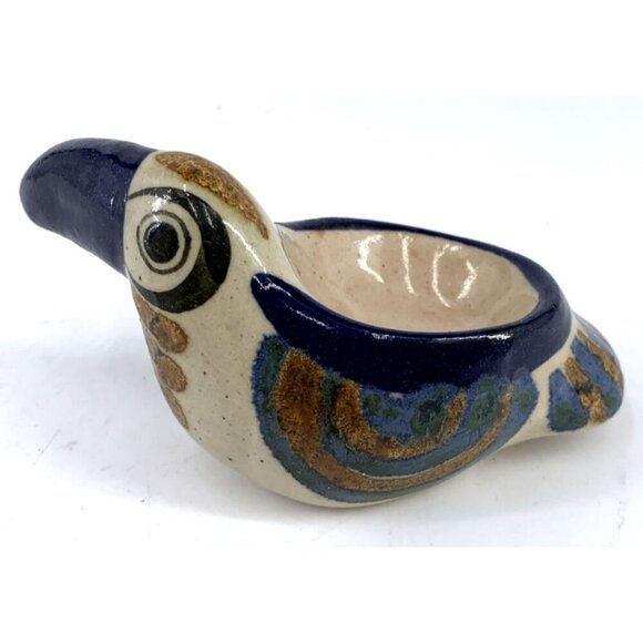 Tonala Toucan Trinket Dish Ceramic Handpainted Tropical Bird Mexico 4.5" Vtg - Picture 3 of 6